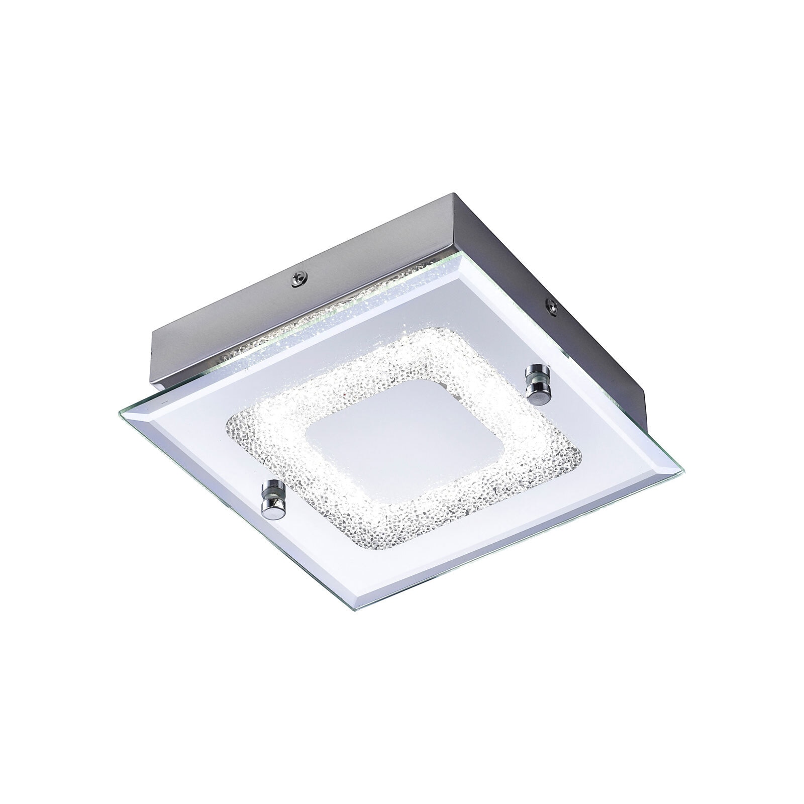 LED Deckenleuchte Lisa chromfarbig 18x18cm 5,8cm Metall Kristallglas
