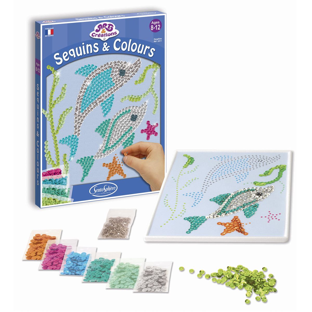 Kit art et créations - Sequins et couleurs Dauphins