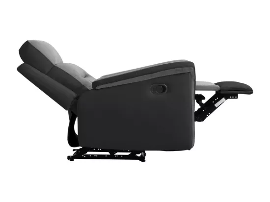 Fauteuil de Relaxation 1 place en Microfibre et Simili Léon - Gris et Noir - Loungitude