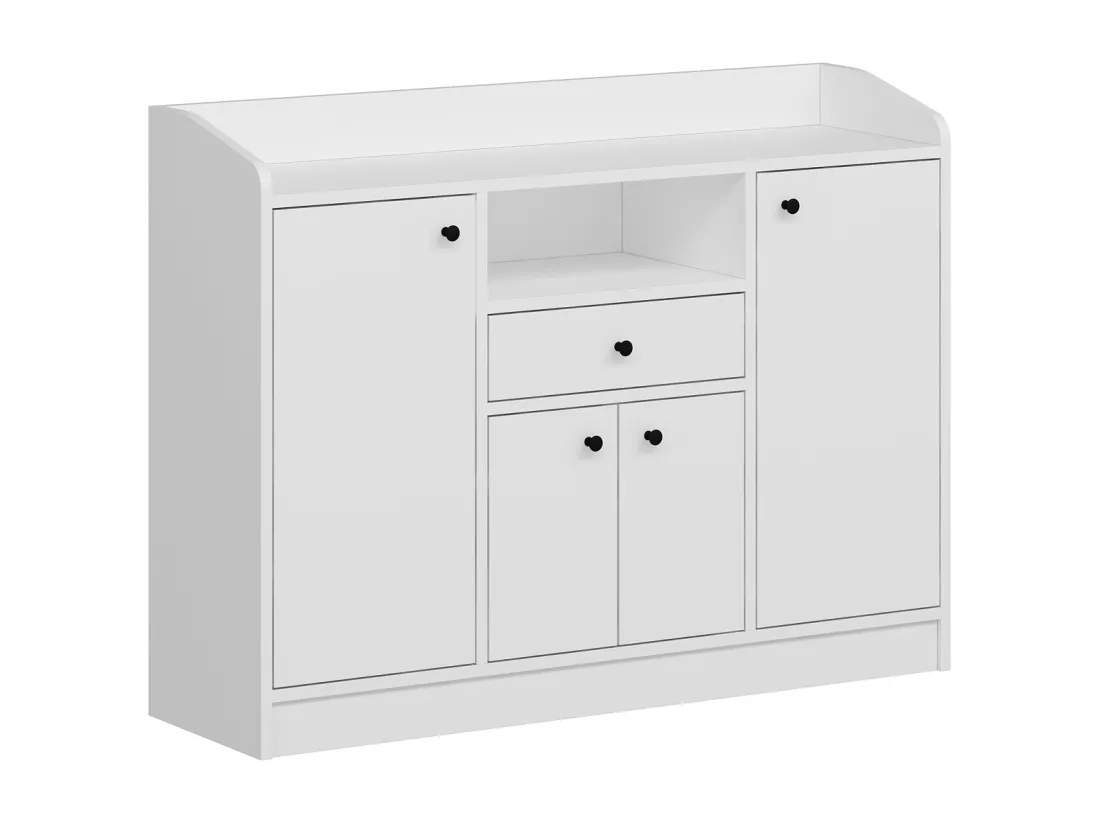 Buffet de cuisine avec 4 portes, 1 tiroir et 1 niche - Blanc - MIZOTA