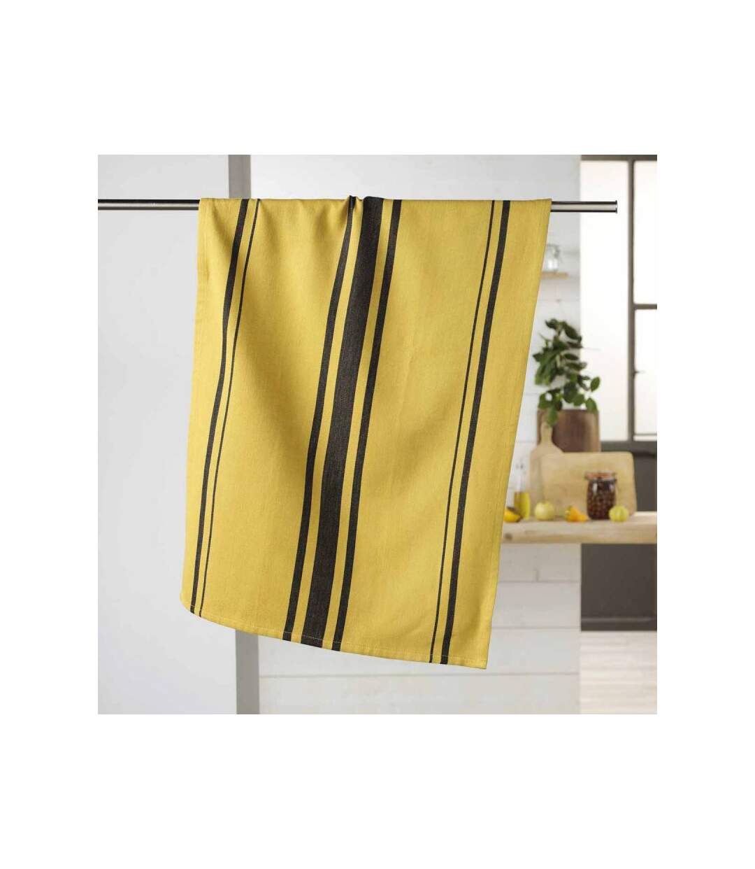 Torchon en Coton Tissé Comptoir 50x70cm Jaune