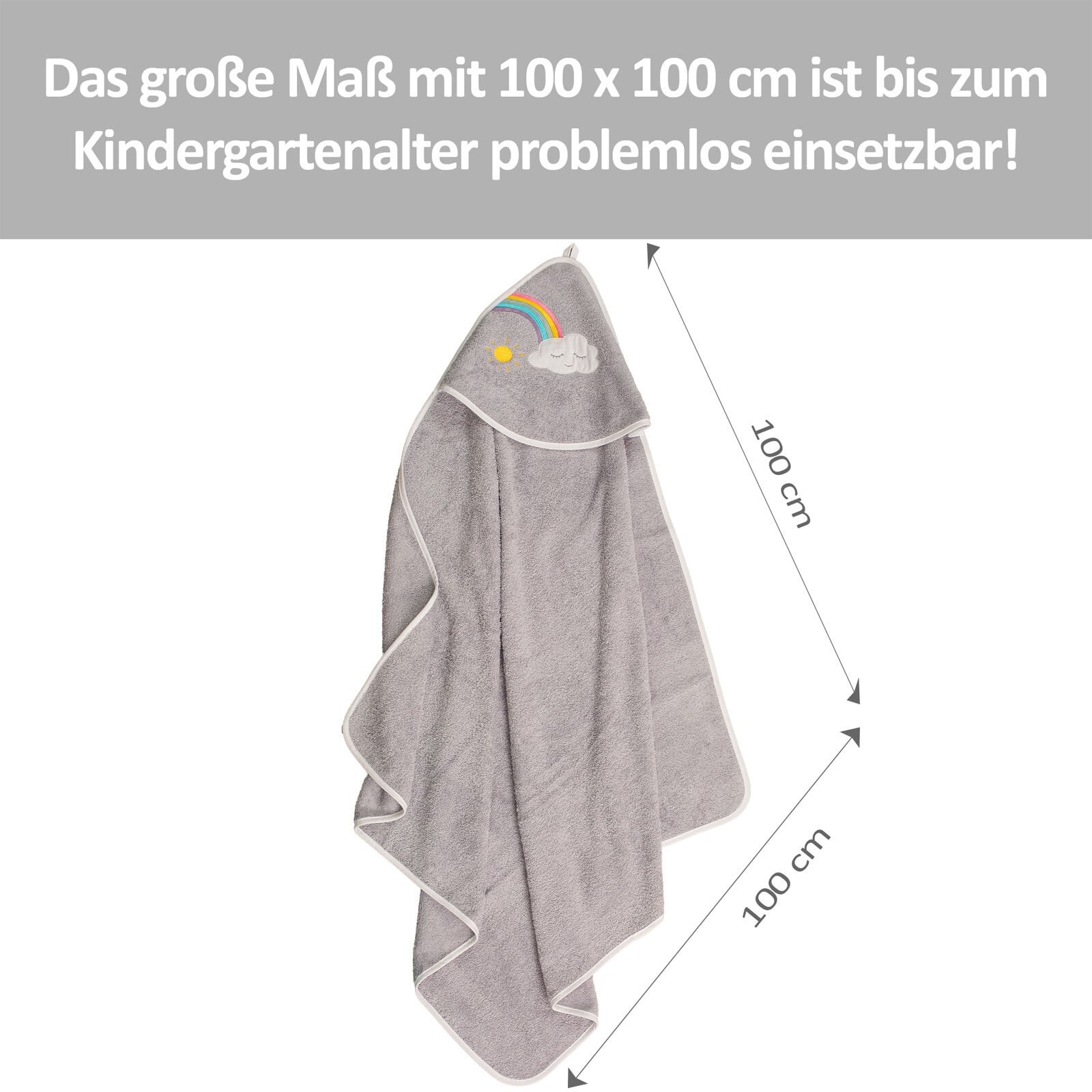 Smithy Kapuzenhandtuch WOLKE 100 x 100 cm grau