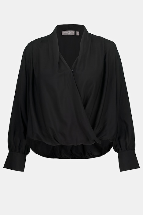 Bluse, Seidenmix, V-Ausschnitt, Langarm