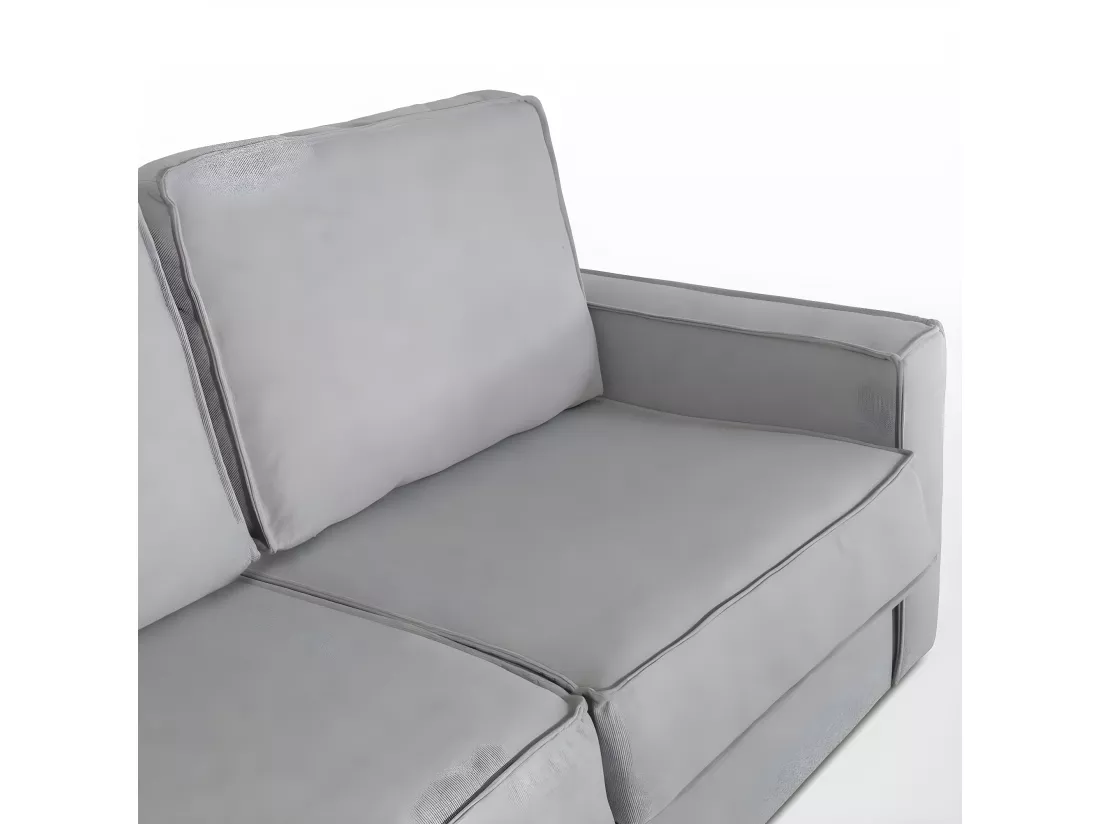 Canapé convertible 3 places en tissu gris - Ouverture express - Couchage quotidien - Matelas HD 140 x 190 - Mattia