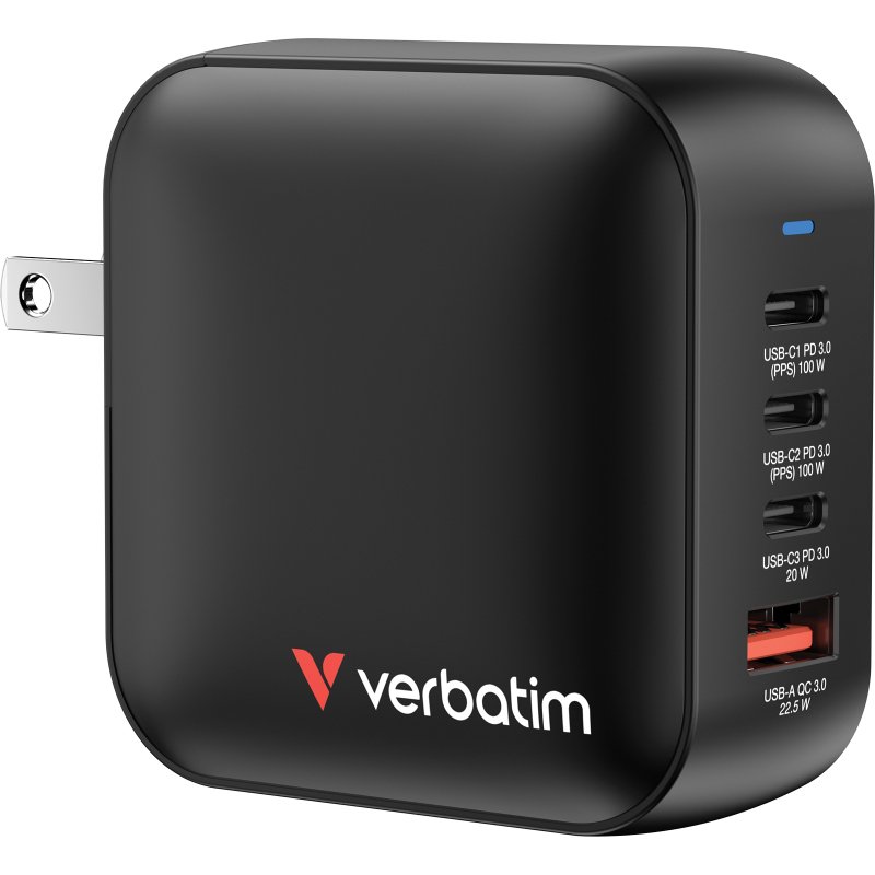 Verbatim Mini GaN Charger 100W Universel Noir Secteur Charge rapide Intérieure