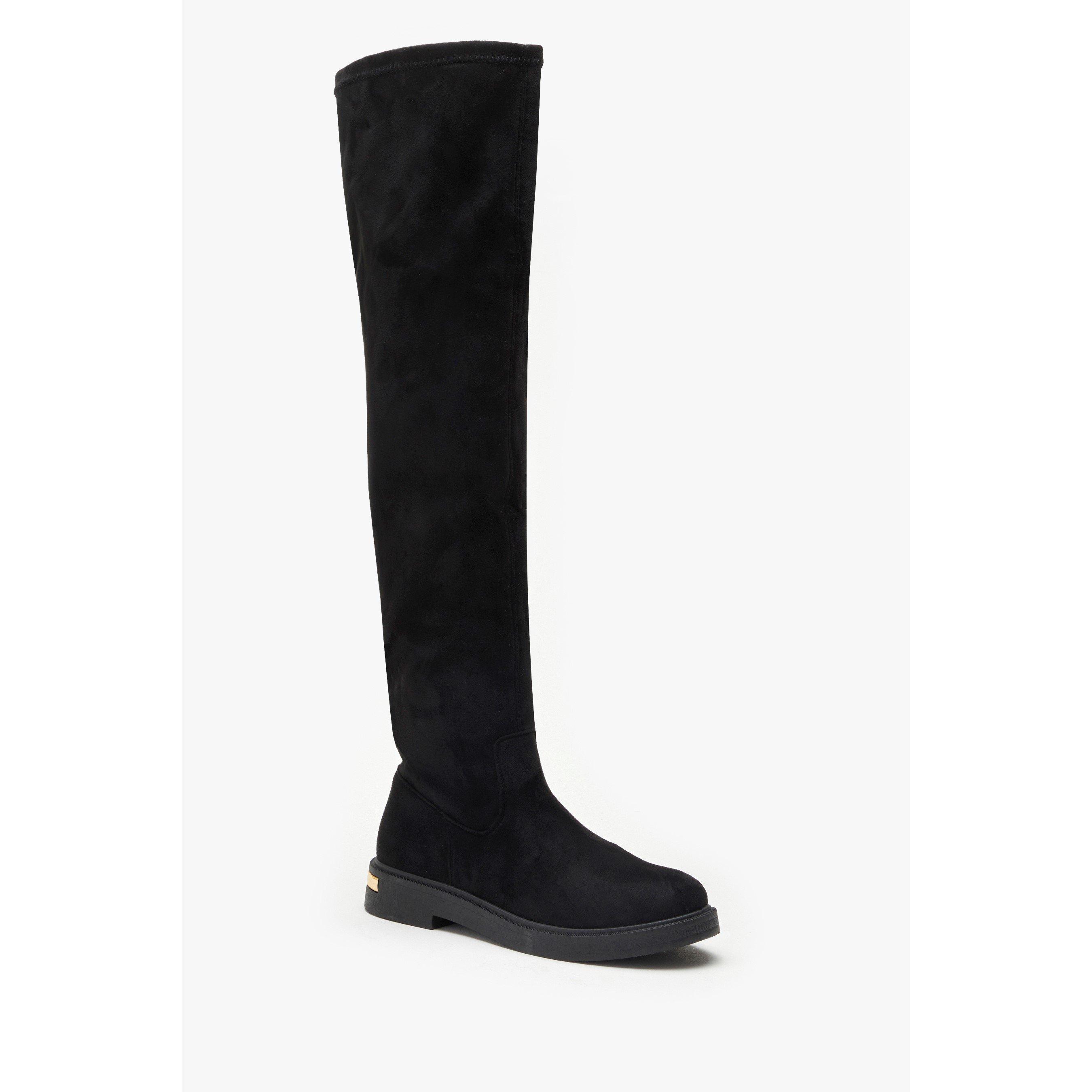 Be You Studio Flat Faux Suede Stretch Tall Boot