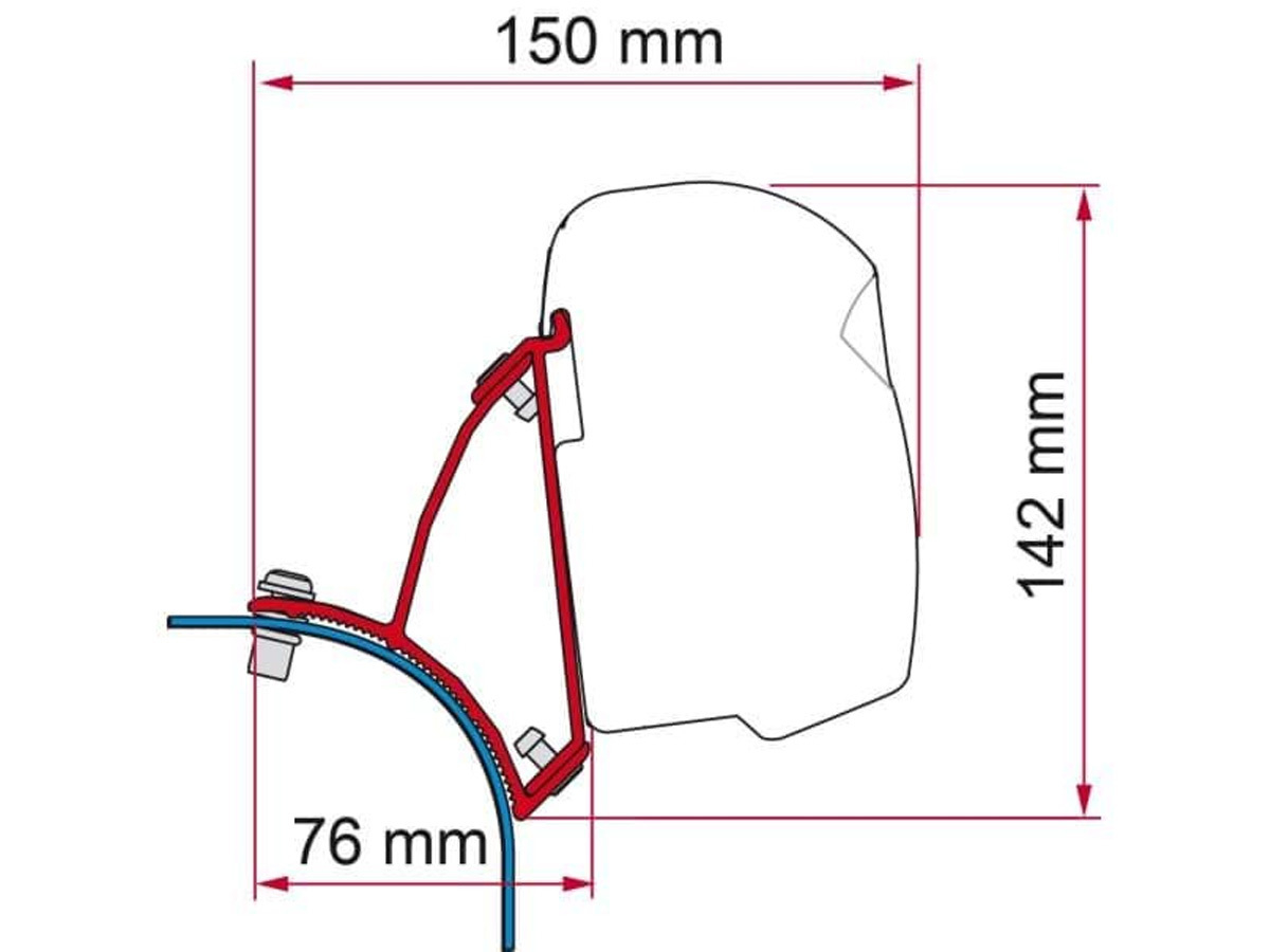 Fiamma F43 adapter VW T5/T6 Transporter Multivan lift roof