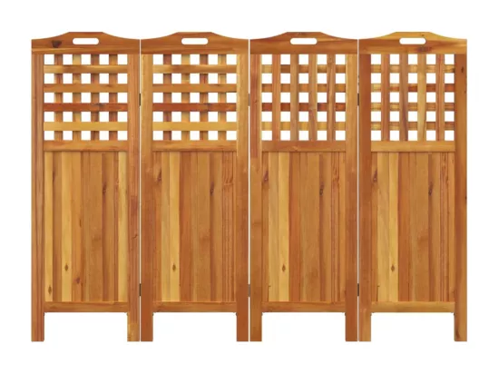 Cloison de séparation 4 panneaux 162x2x115 cm Bois d'acacia