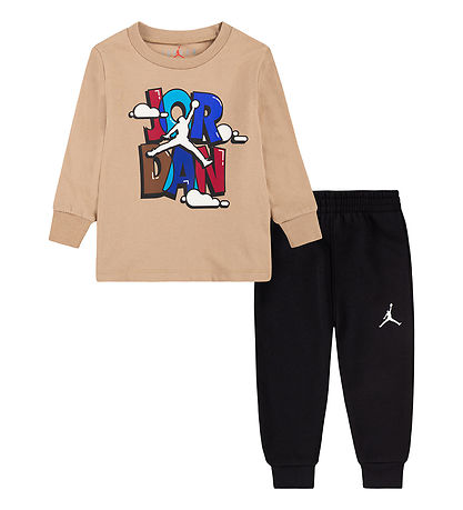 Jordan  Bluse/Sweatpants - Sort/Hemp m. Print