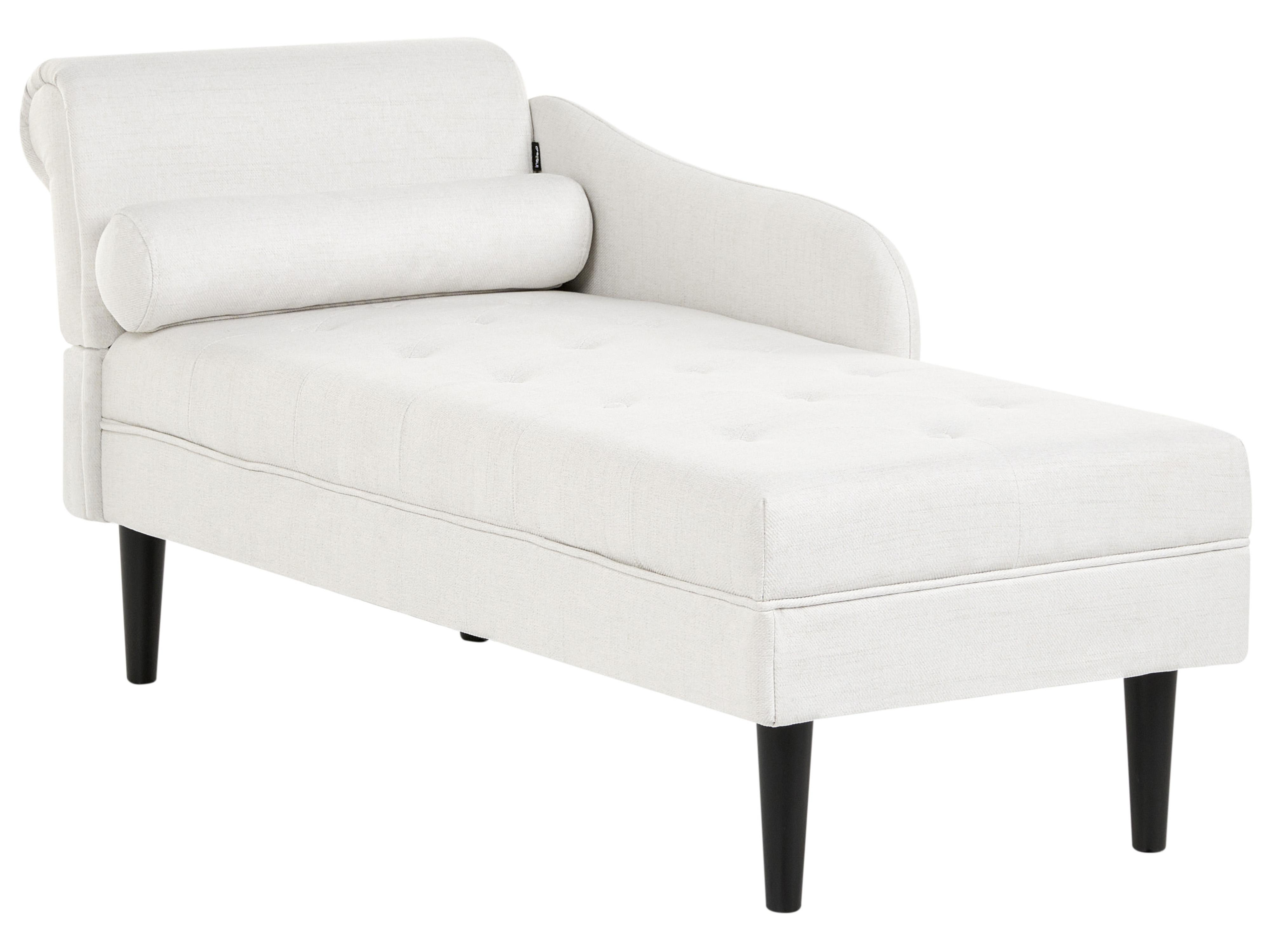 Linkszijdige chaise longue YVOIRE Stof Gebroken wit