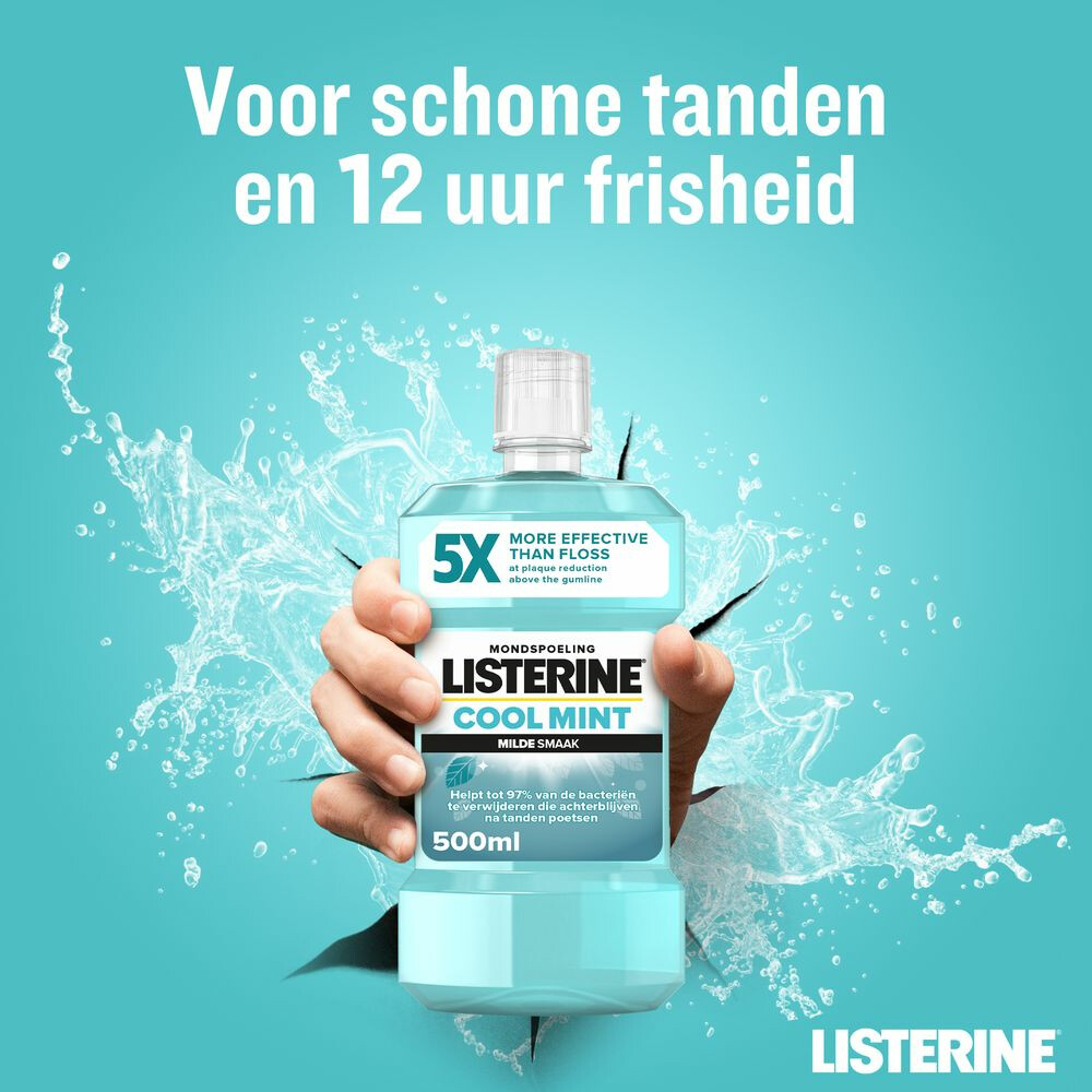 3x Listerine Mondwater Cool Mint Milde Smaak Zonder Alcohol500 ml