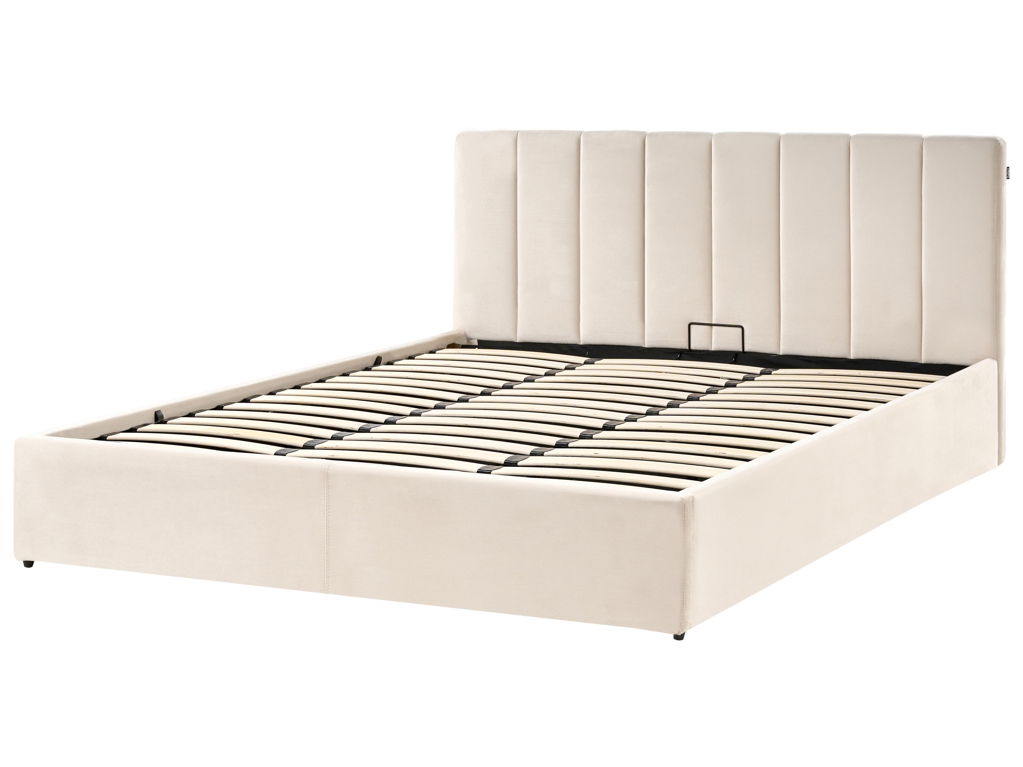 Bed met opbergruimte Fluweel DREUX 180 x 200 cm Lichtbeige