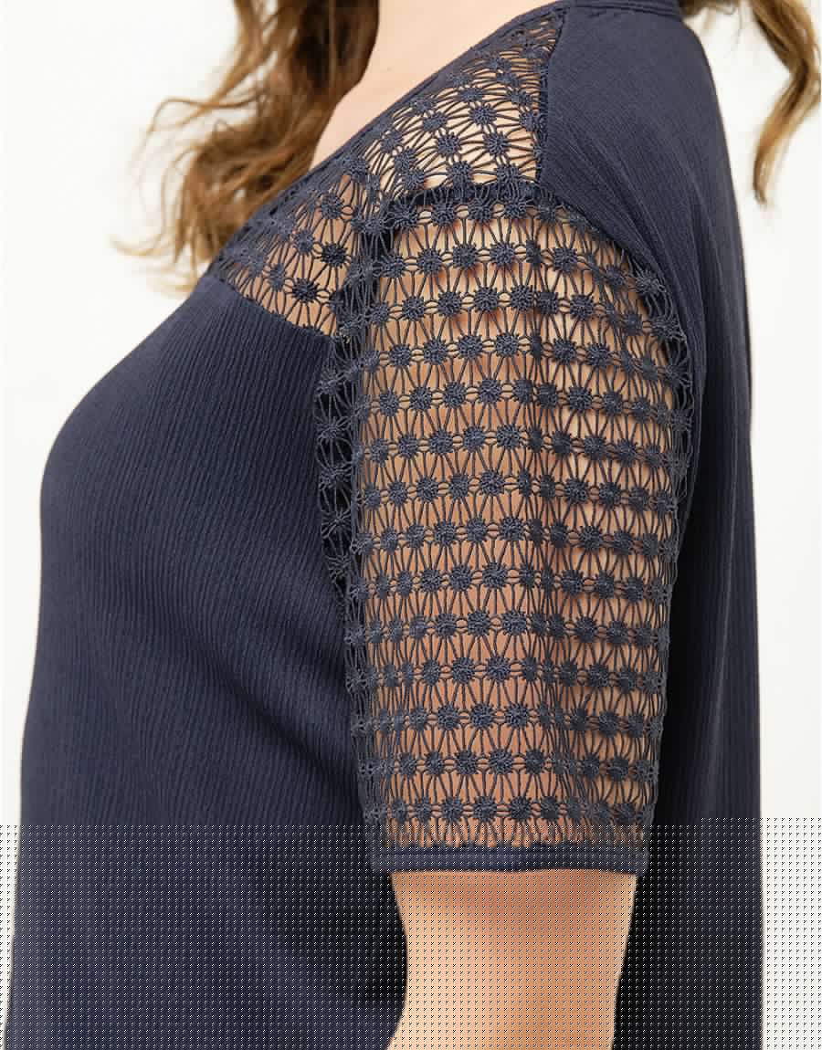 Blouse dentelle bleu