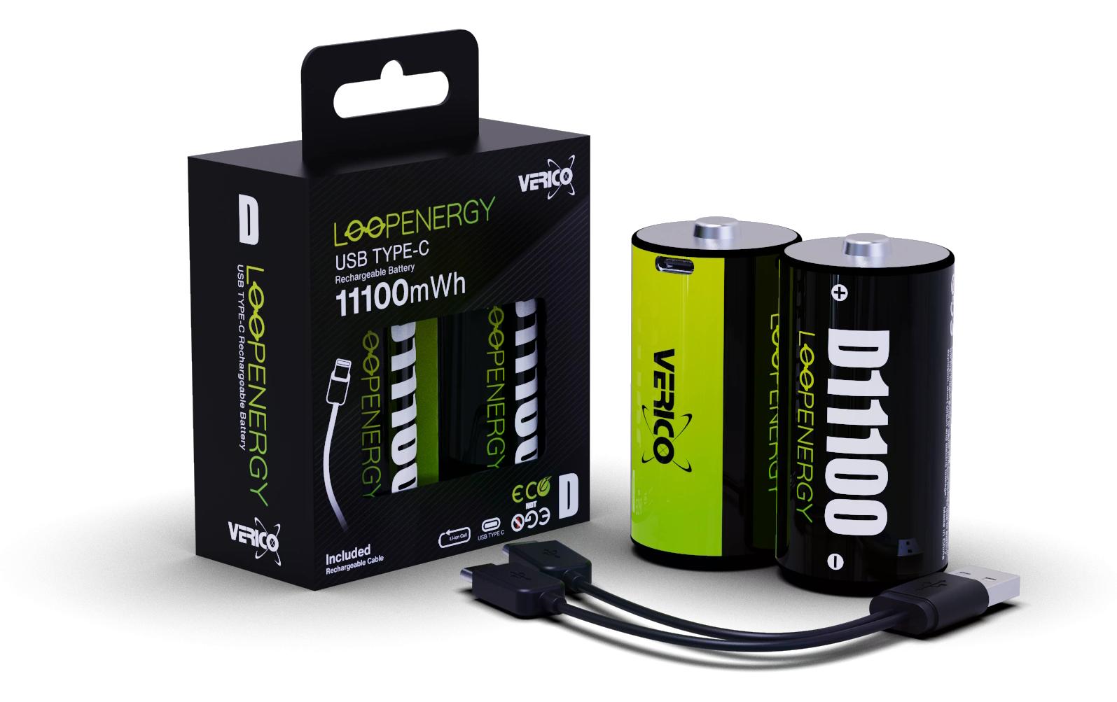 Akku Li-Ion D mit USB-C 7400 mAh, 2 StückD-Akkus mit USB-C-Ladeanschluss