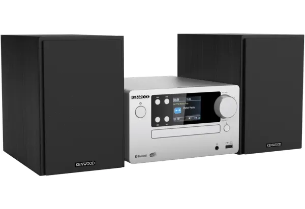 Kenwood Electronics M-725DAB-S, Home audio micro system, Sort, Sølv, 50 W, 2-vejs, 75 dB, 10%