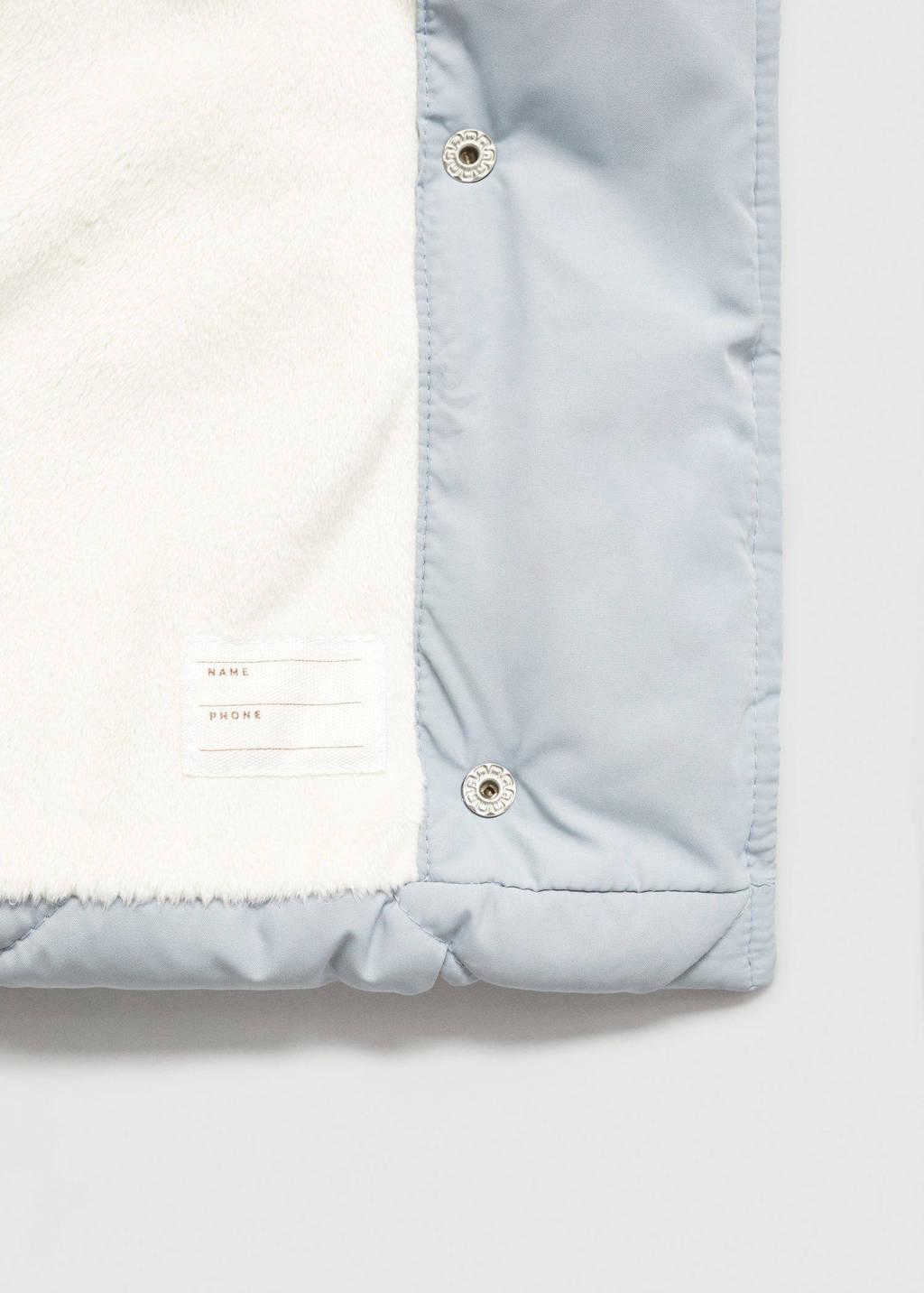 Mango Kids gewatteerde winterjas zachtblauw