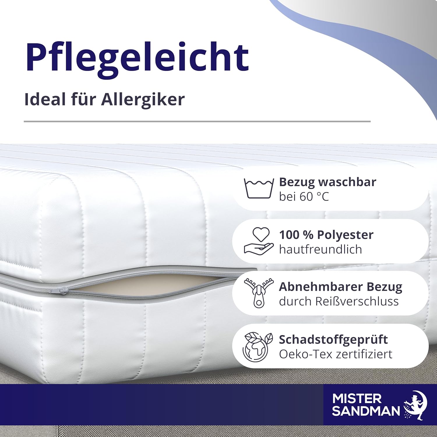 Mister Sandman Matratze, Höhe 18 cm Kaltschaummatratze, Orthopädische 7 Liegezonen Bequeme Rollmatratze für alle Schlafpositionen mit Matratzenbezug Waschbar (200x200, H3)