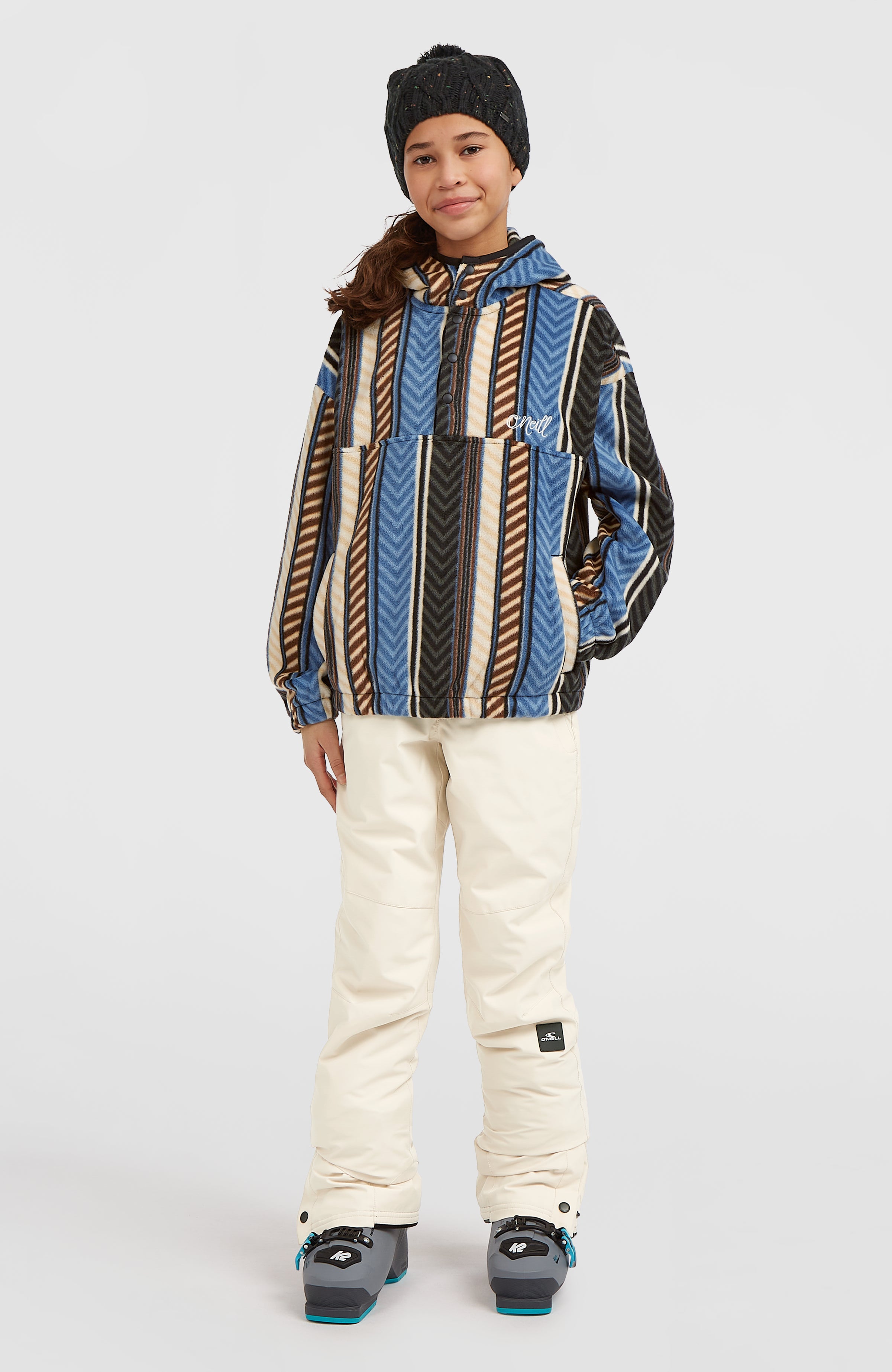 Superfleece hoodie met halve rits