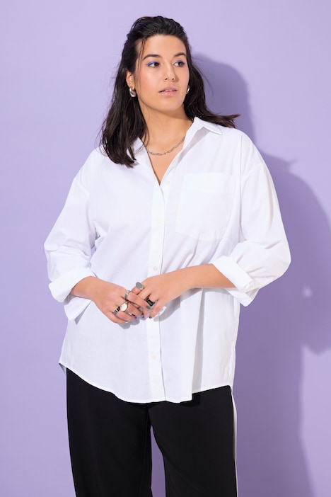 Hemdbluse, oversized, Rücken-Print