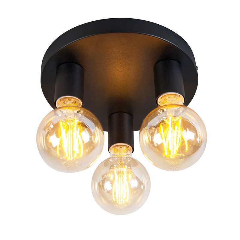 Moderne plafondlamp zwart rond - Facil 3