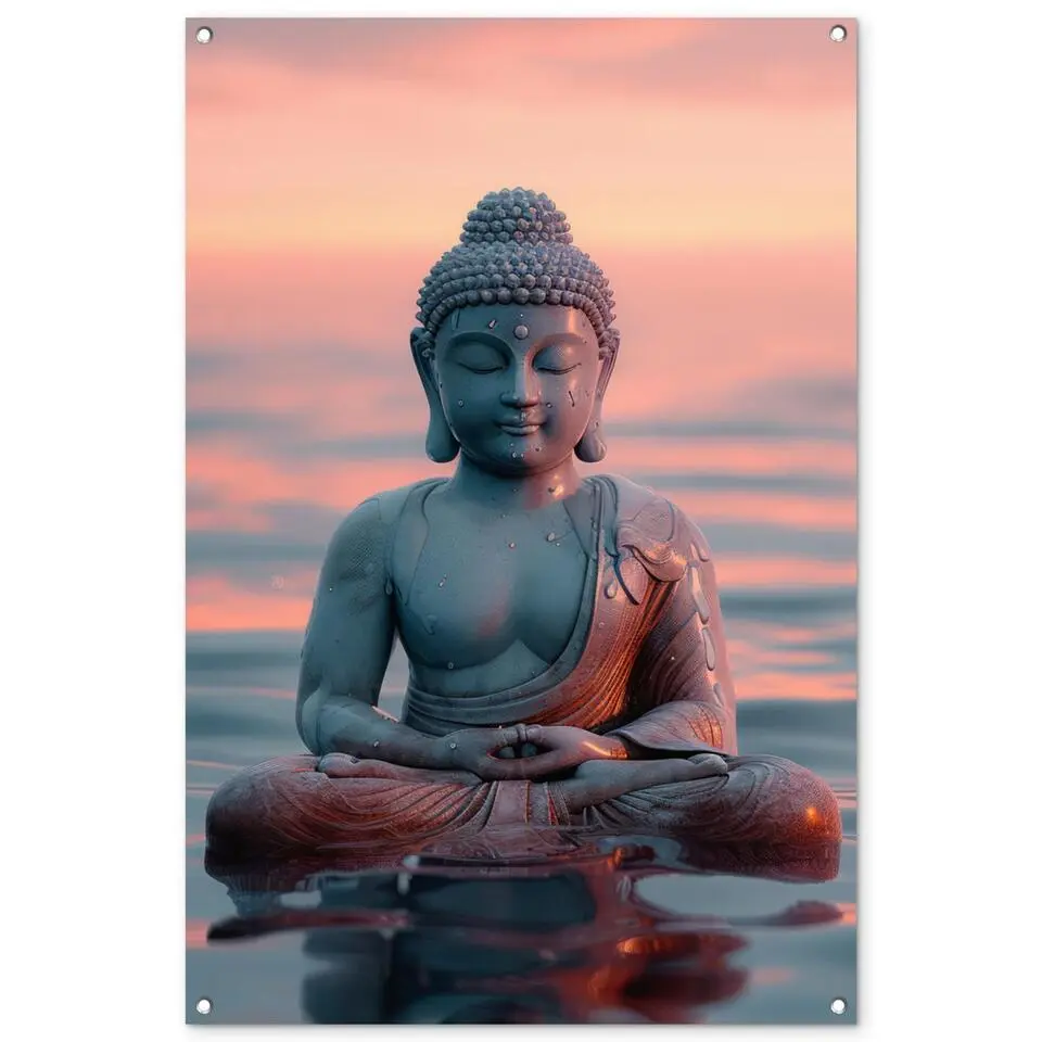 MuchoWow Tuinposter 80x120cm Boeddha Beeld Buddha Water