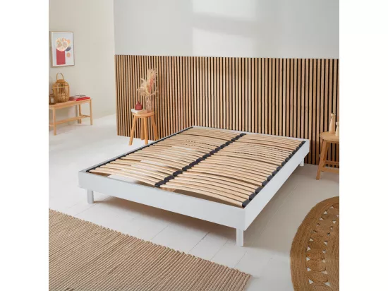 Sommier à lattes en KIT- Bois - Couleur blanche 160x200 CM