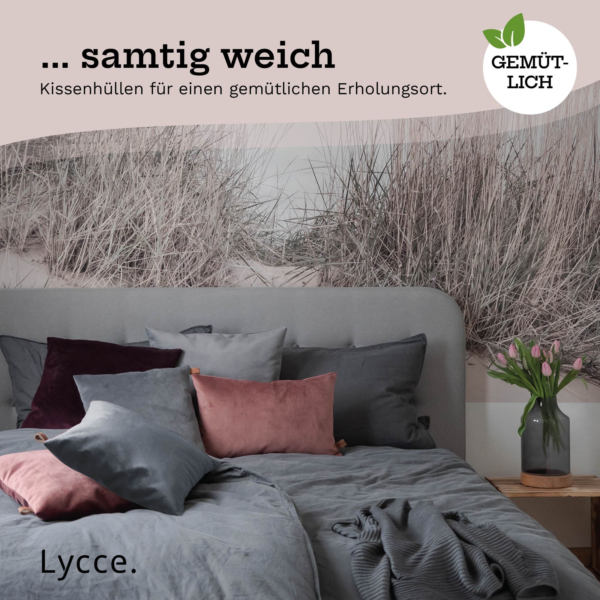 Lycce Kissenbezüge FUNDA 50x50 Retro Samt Kissenhülle Dekokissen-bezug