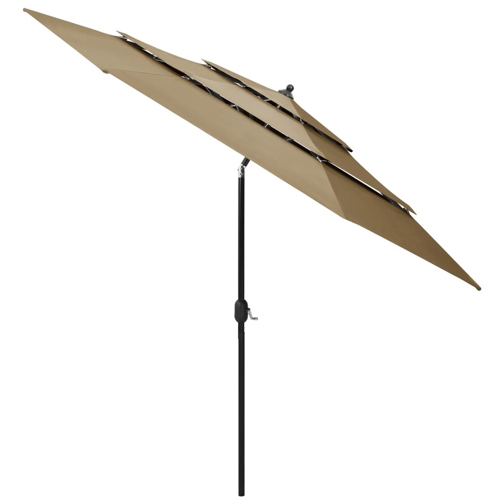 Parasol à 3 niveaux avec mât en aluminium 3 m taupe