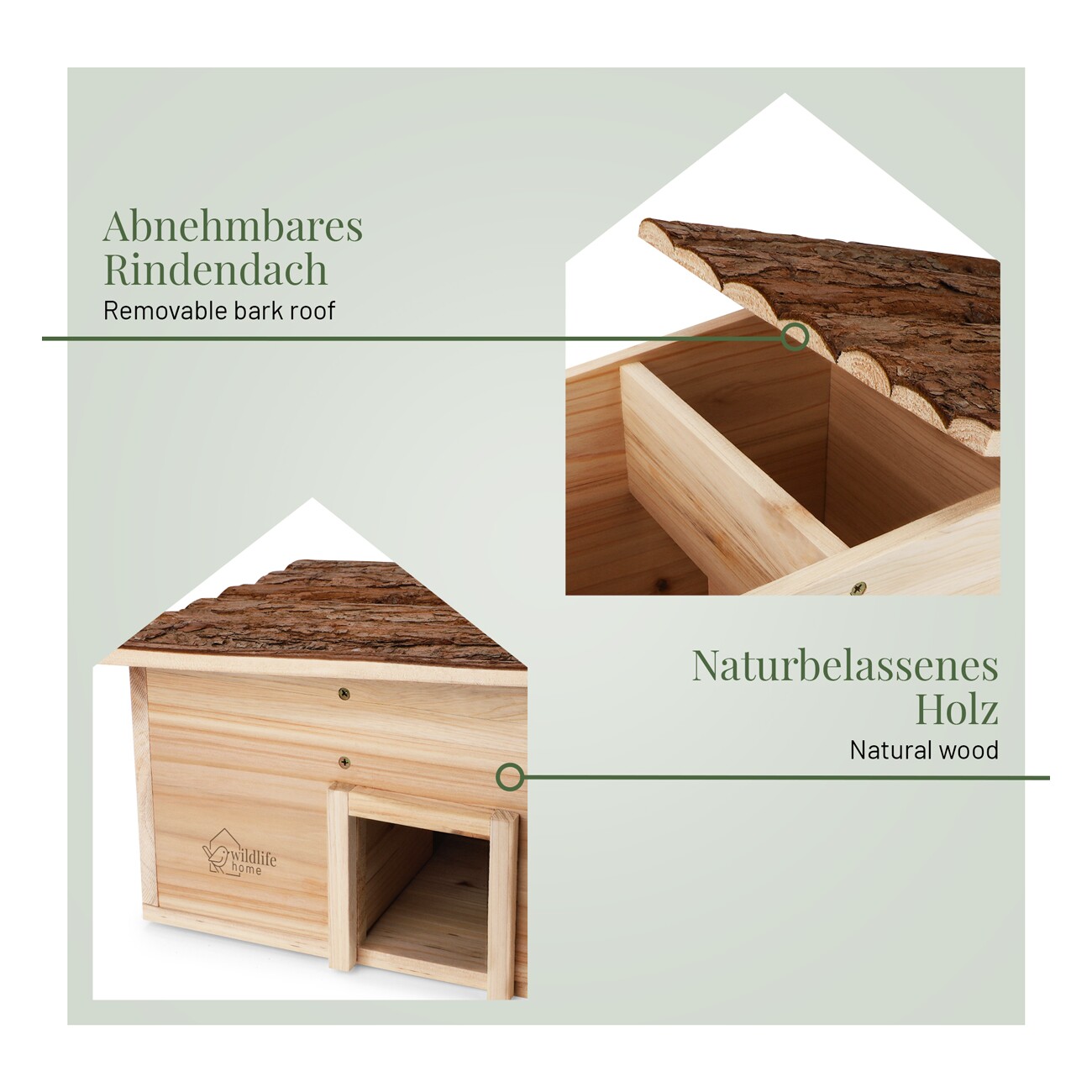 WILDLIFE HOME Igelhaus mit Rindendach