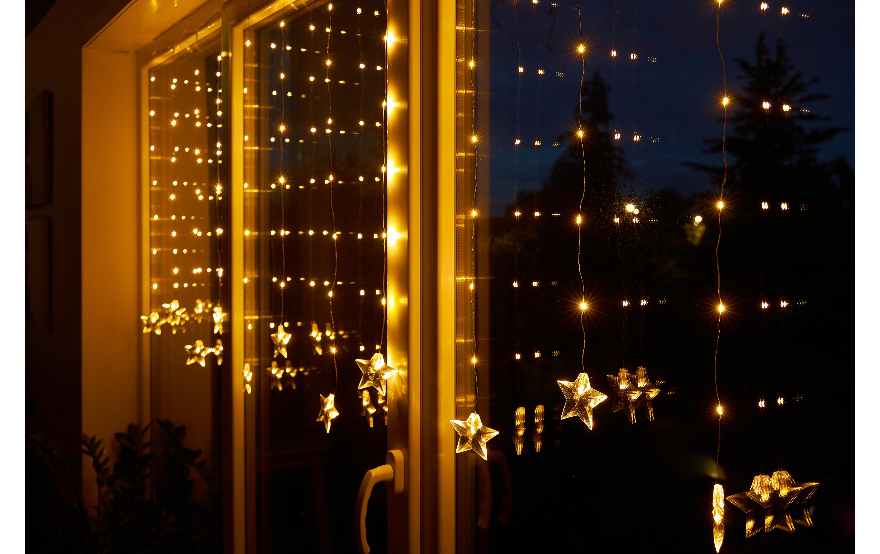 LED-Lichtervorhang mit 11 Strängen, 83 LEDs, 80 x 220 cmLichtervorhang für den Aussenbereich