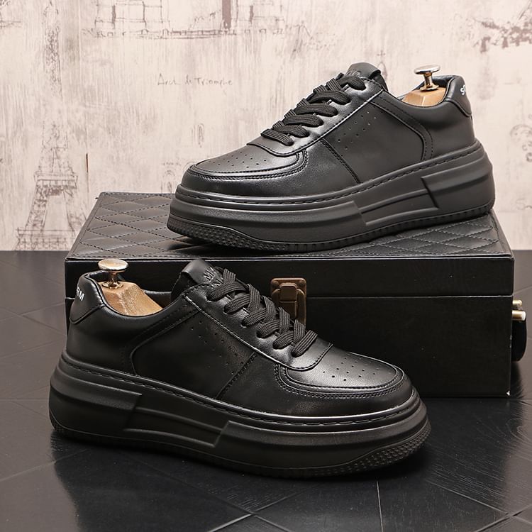 Mr Ozera - Platform Plain Lace Up Sneakers