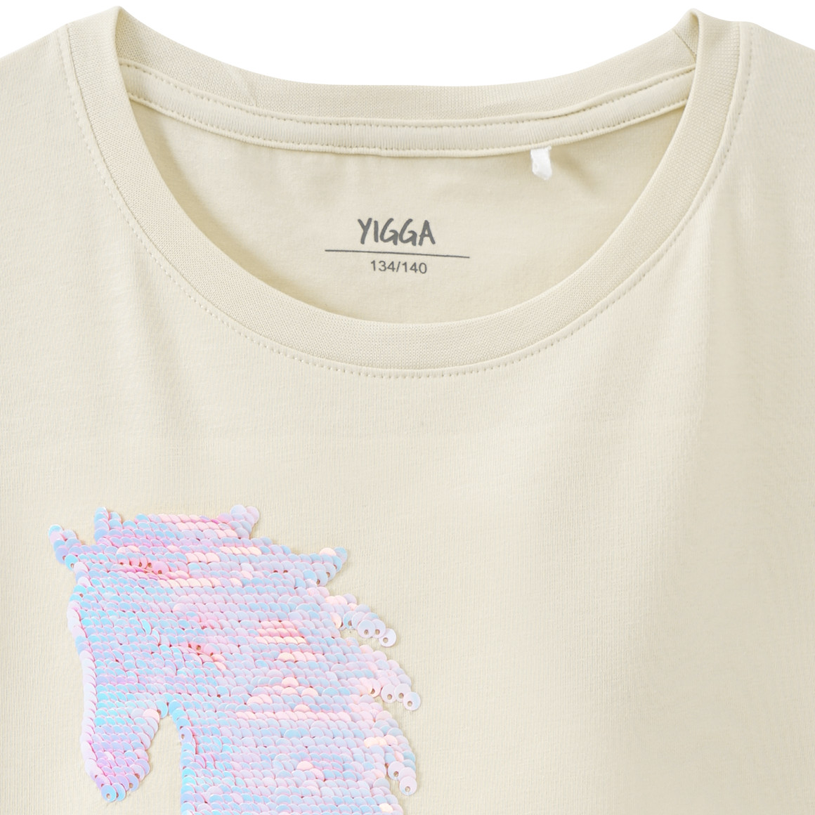 Yigga Mädchen T-Shirt mit Wendepailletten creme