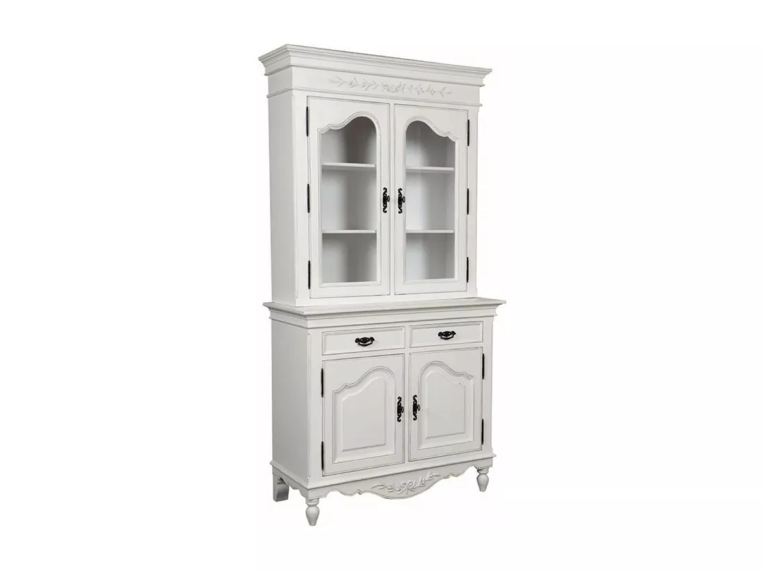 Buffet vaisselier 2 portes vitrées Bois-MDF Blanc - Romance Interior's