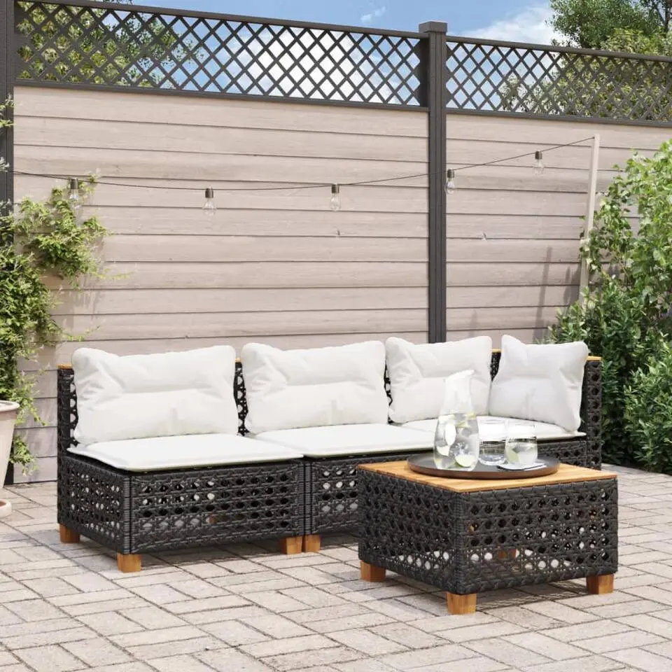 vidaXL - Tuinbank - Zwart - Poly rattan