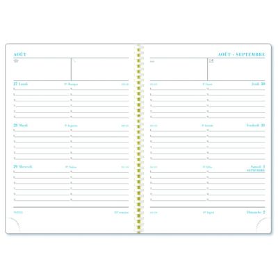 Agenda Vérone - 1 semaine sur 2 pages - 16 mois - 14 x 18 cm - disponible dans différentes couleurs - Exacompta