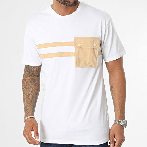 Tee Shirt Poche Blanc Beige