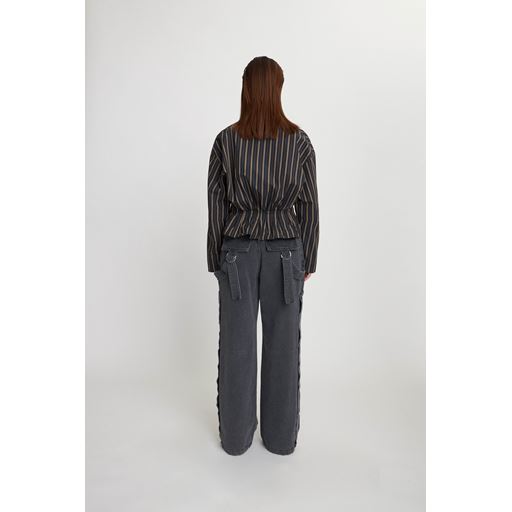 Stella Nova Plisseret Skjorte, Dark Striped, 42