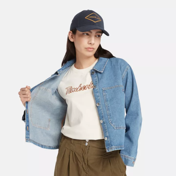 Jaqueta feminina Chore Hemp Denim na cor azul