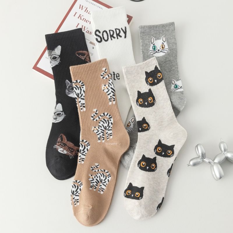 Autuna - Korte sokken met kattenmotief