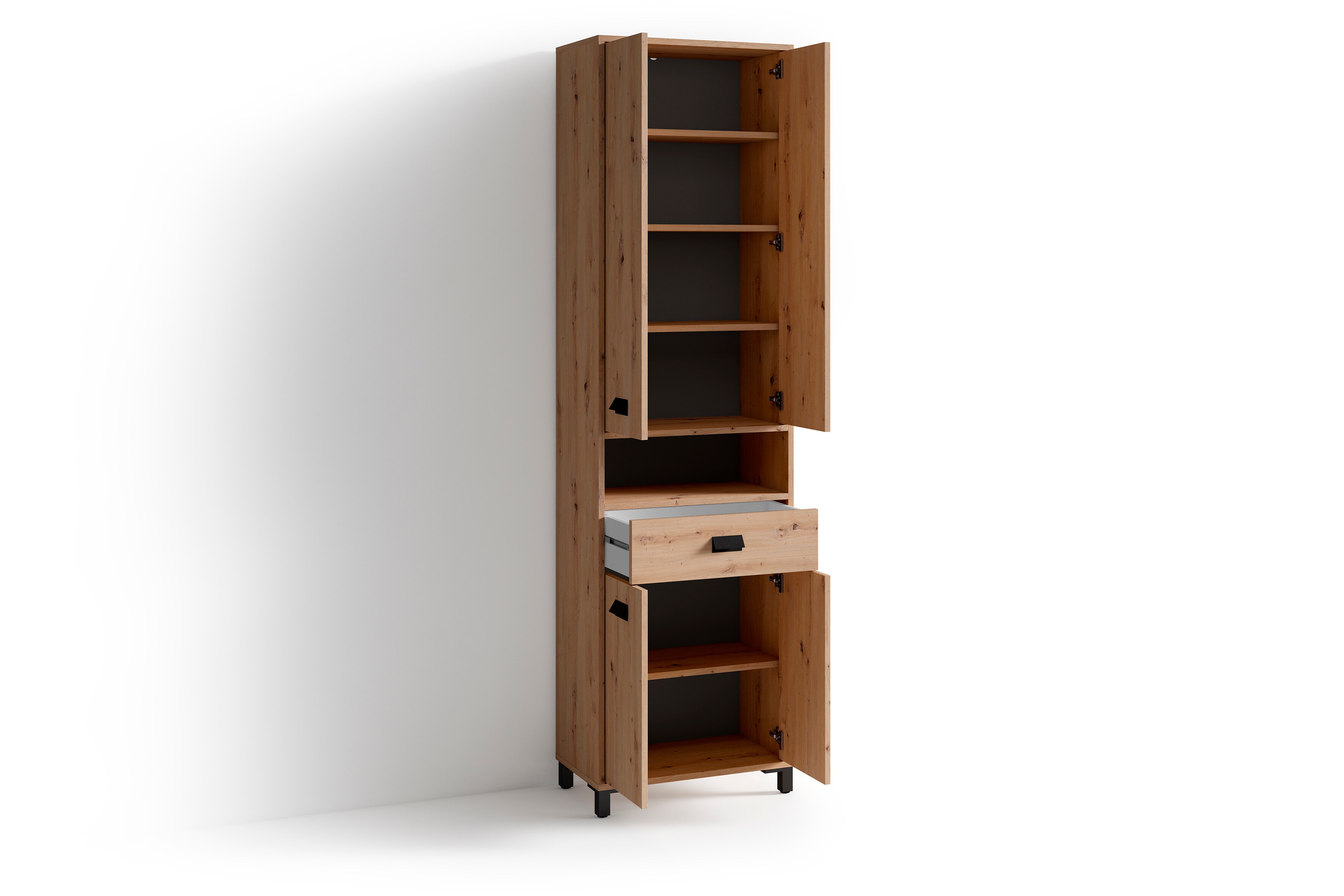 byLIVING Badezimmer Hochschrank WELLNESS, Breite 54 cm, Artisan Eiche/schwarz