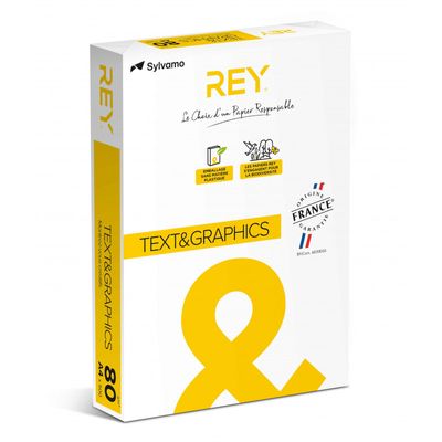 Rey Text & graphics - Papier blanc - A4 (210 x 297 mm) - 80 g/m² - 2500 feuilles (carton de 5 ramettes)