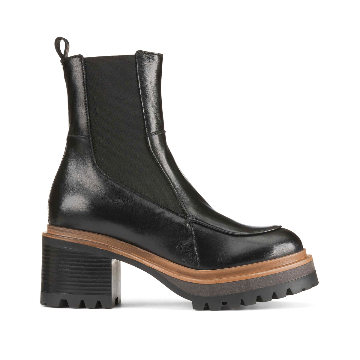 MJUS<br>Botas com salto e elástico, em couro