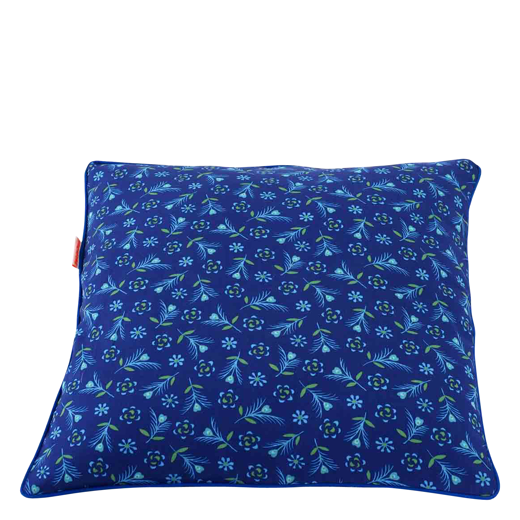 Coussin imprimé fleuri en coton| Bleu