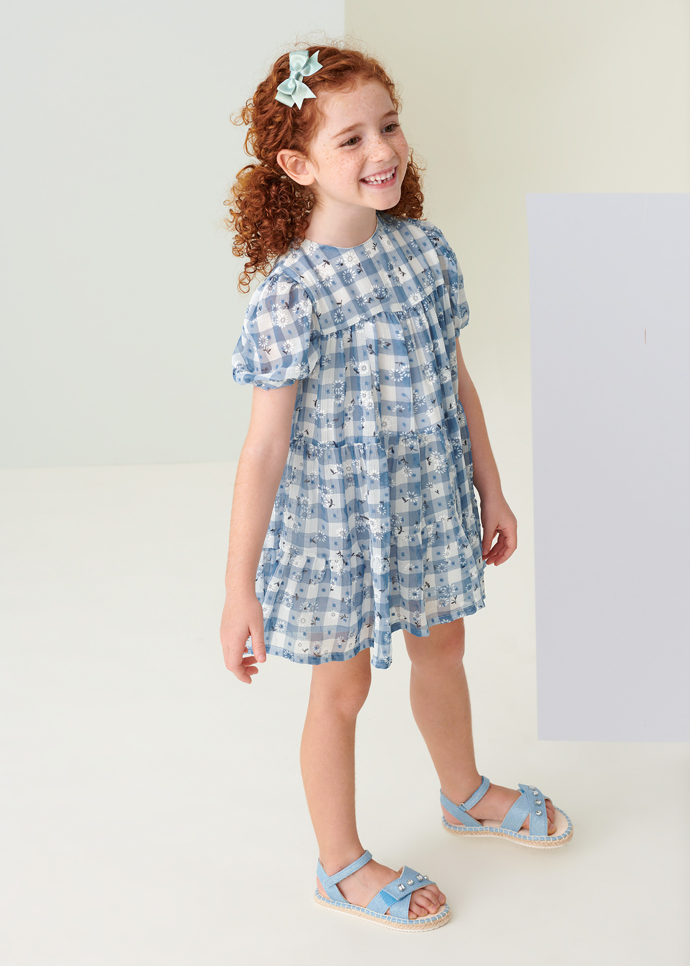 Vestido de chiffon estampado para meninas