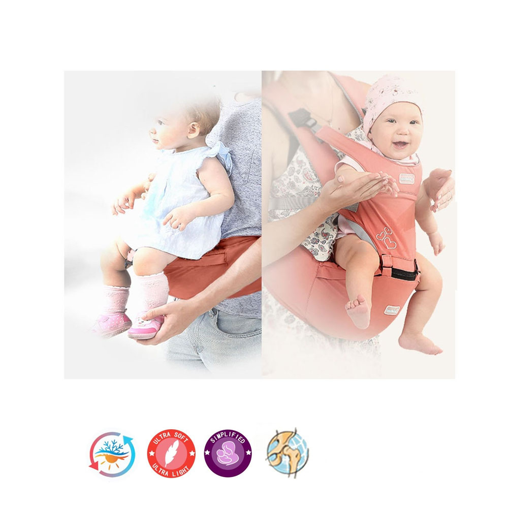 Ergonomische Hüftsitz Babytrage Tragesystem mit Schmetterlings Drehschnalle (bis 20 kg) - Grau