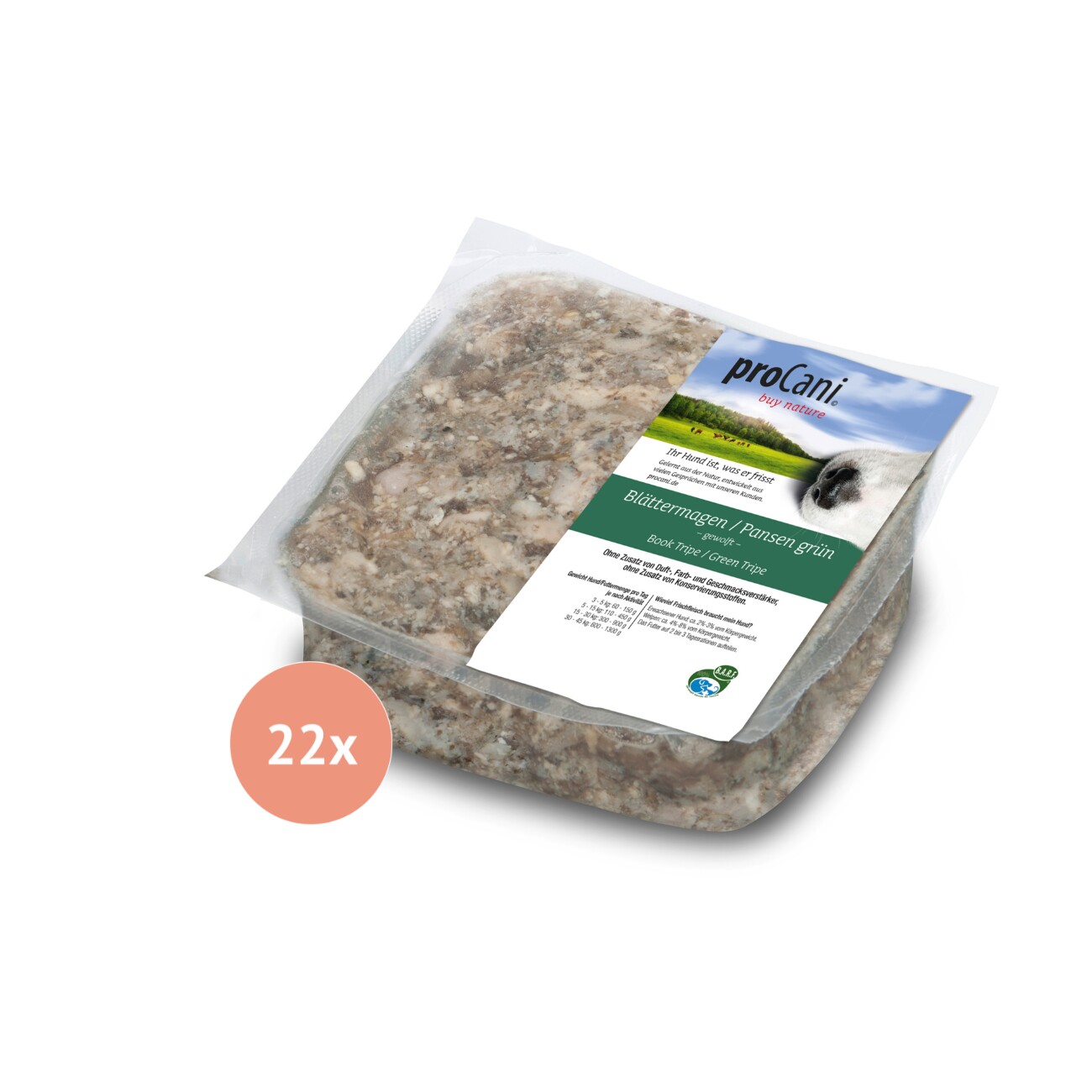 ProCani Blättermagen / Pansen grün 22x500 g