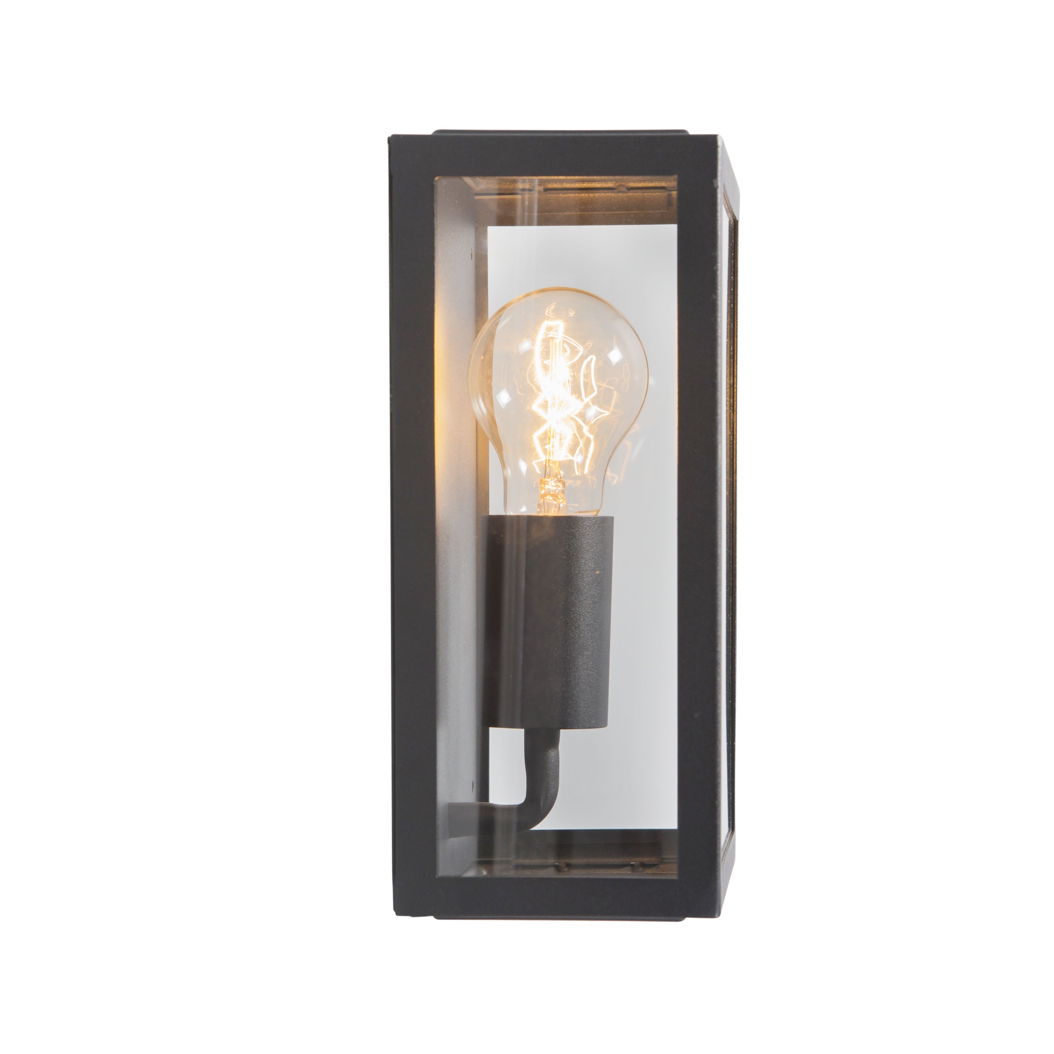 Industriële buiten wandlamp zwart met glas 25,5 cm IP44 - Rotterdam