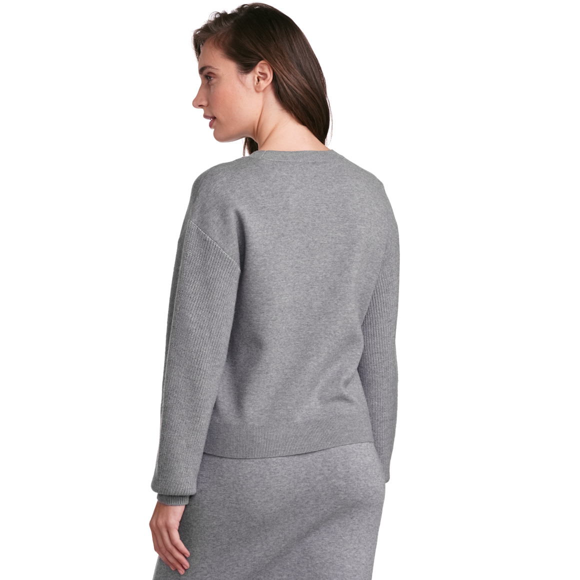 Gina Collection Damen Strickpullover mit Strick-Mix grau