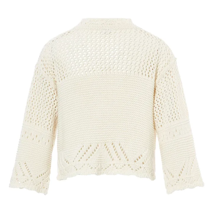 Alma Deia Cardigan Maille Crochet en Coton | Blanc cassé