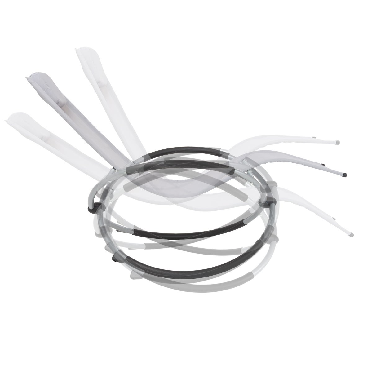 ECD Germany Opvouwbare schommelstoel, lichtgrijs met hoofdsteun, stalen frame, weerbestendig, ademend, ergonomische relaxstoel, ligstoel, tuinligstoel, ligstoel, relaxstoel, schommelstoel voor tuin/terras